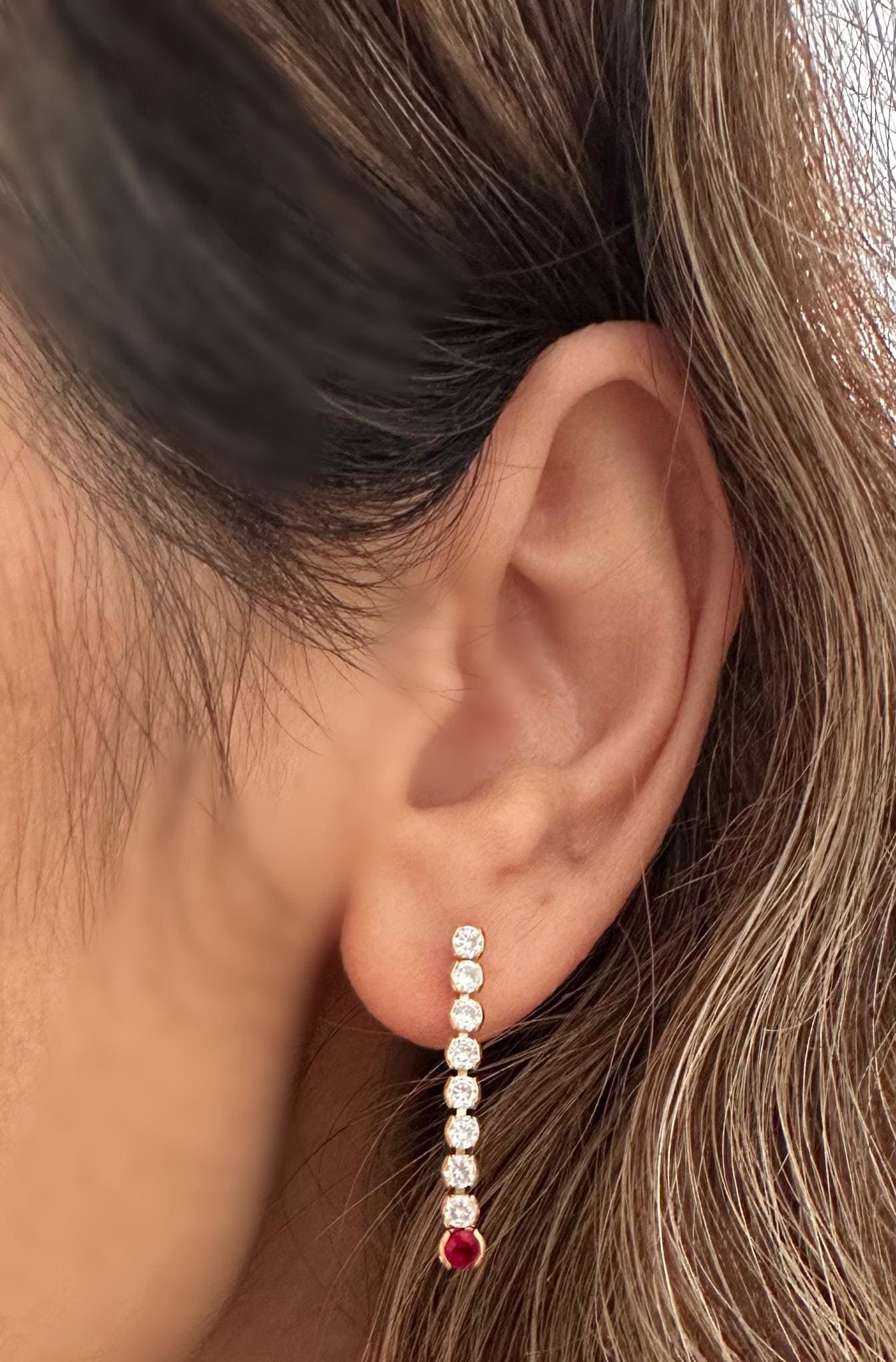 Ruby CZ Drop Earrings