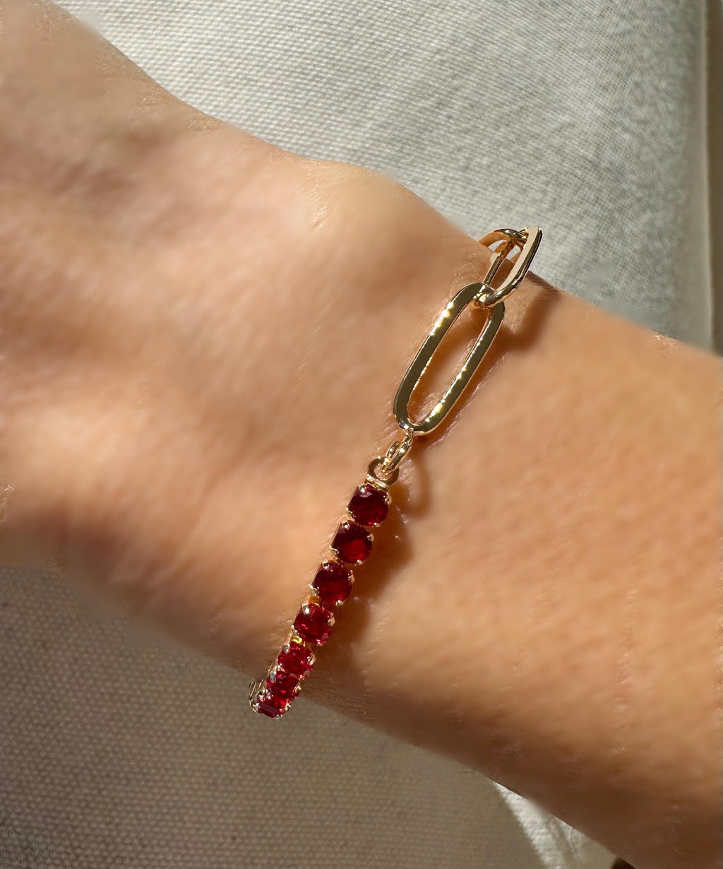 18k Gold Filled CZ Half Tennis Half Chain Bracelet
