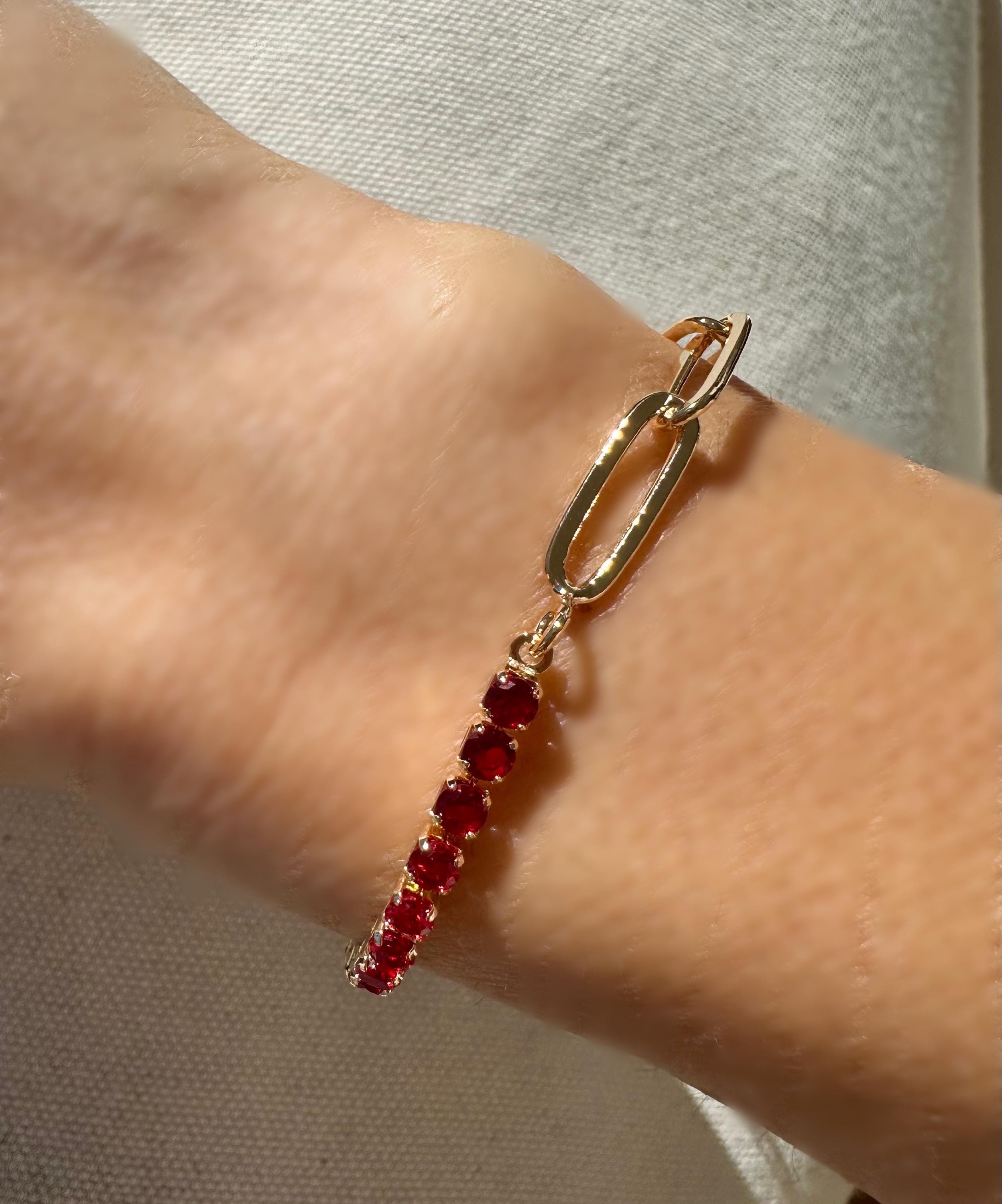 18k Gold Filled CZ Half Tennis Half Chain Bracelet