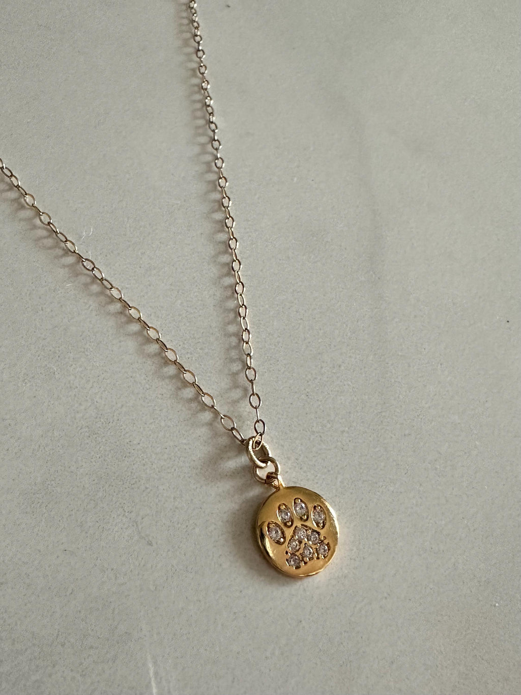 Gold Paw Print Charm Necklace