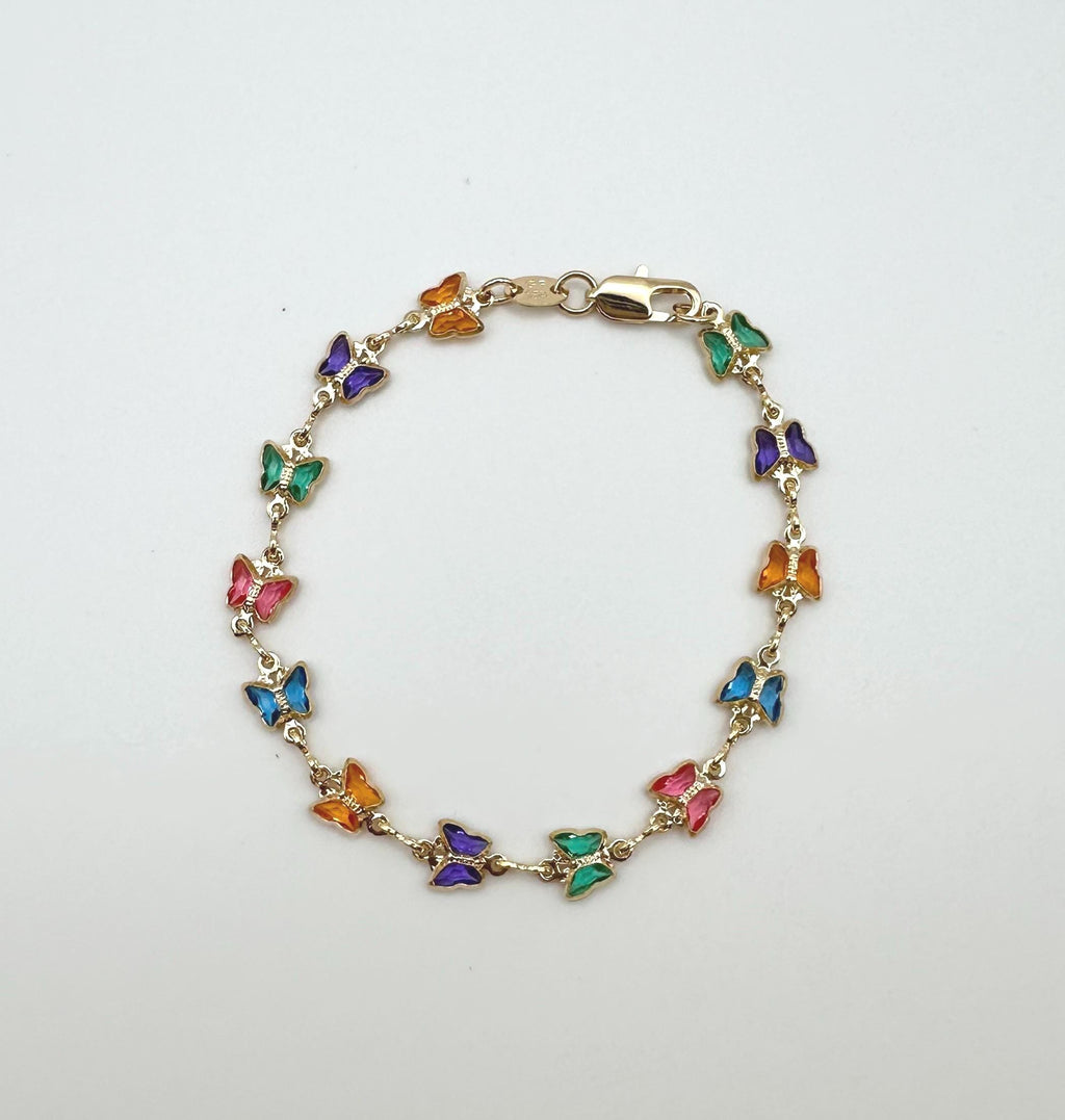 18k gold filled Rainbow Butterfly Charm Bracelet, Dainty Bracelet
