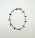 18k Gold Filled Dolphin Charm Bracelet: Multicolored Cubic Zirconia, Dainty Chain