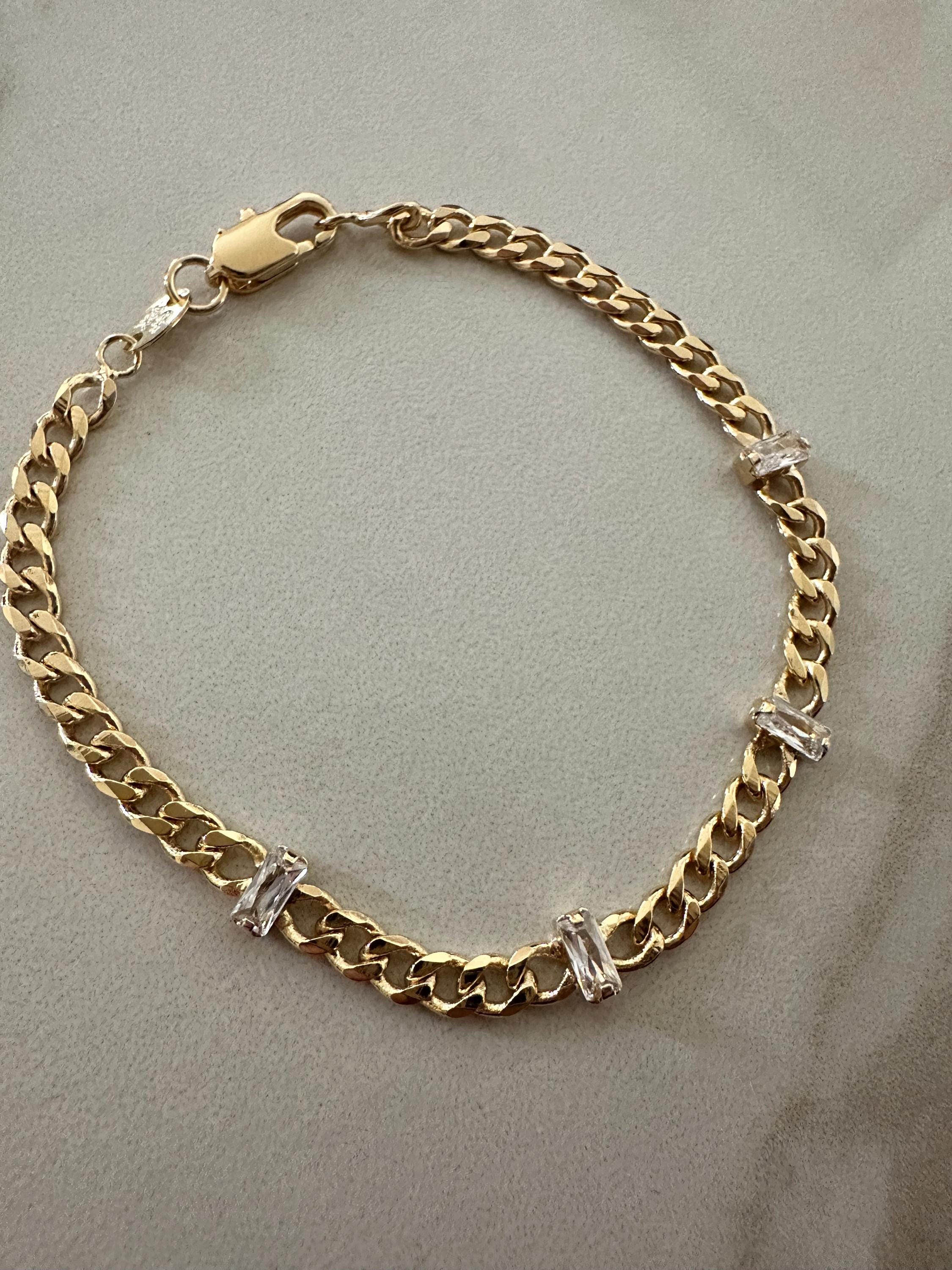 18k Gold Filled Zircon Curb Chain Bracelet