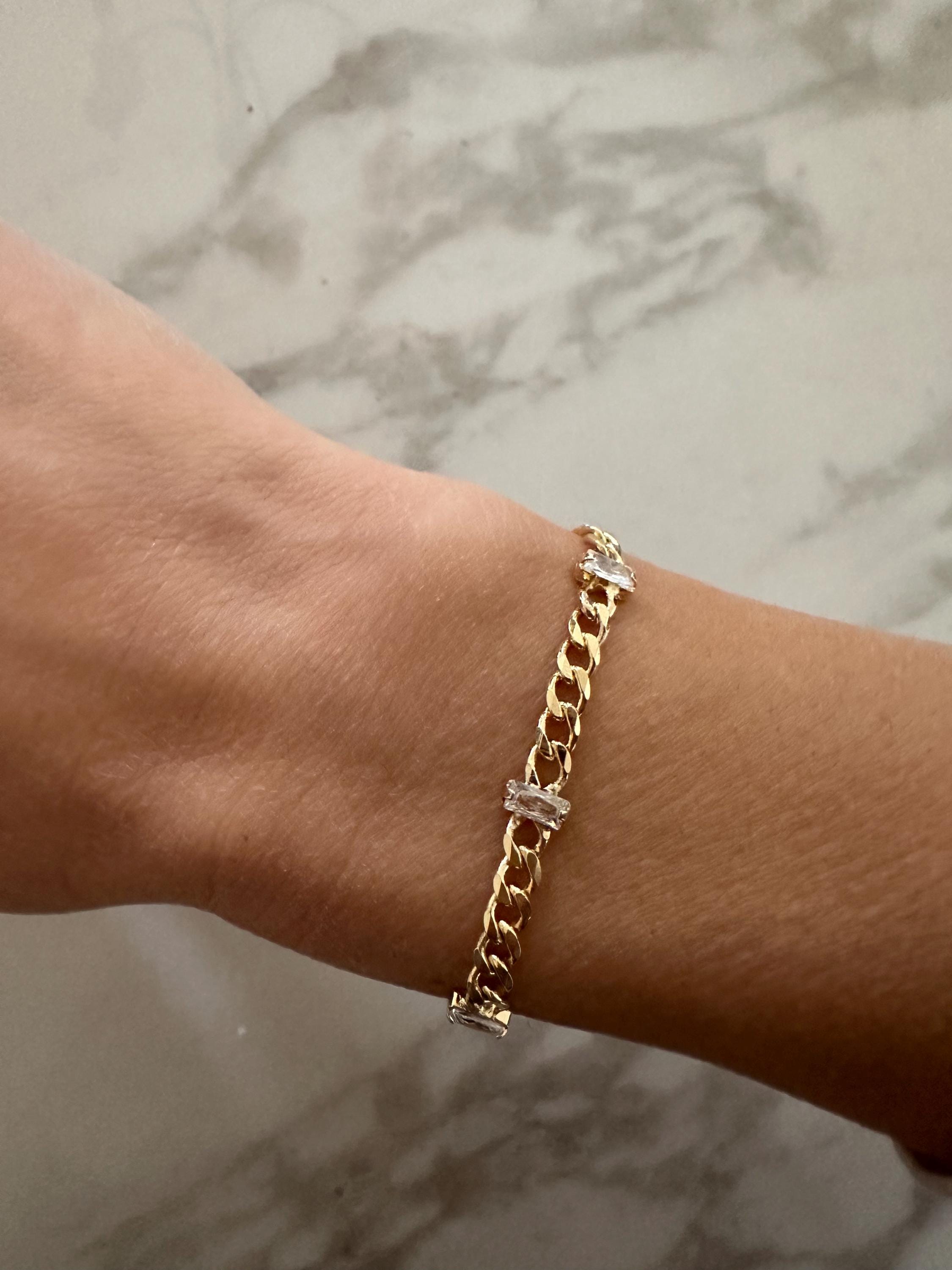 18k Gold Filled Zircon Curb Chain Bracelet
