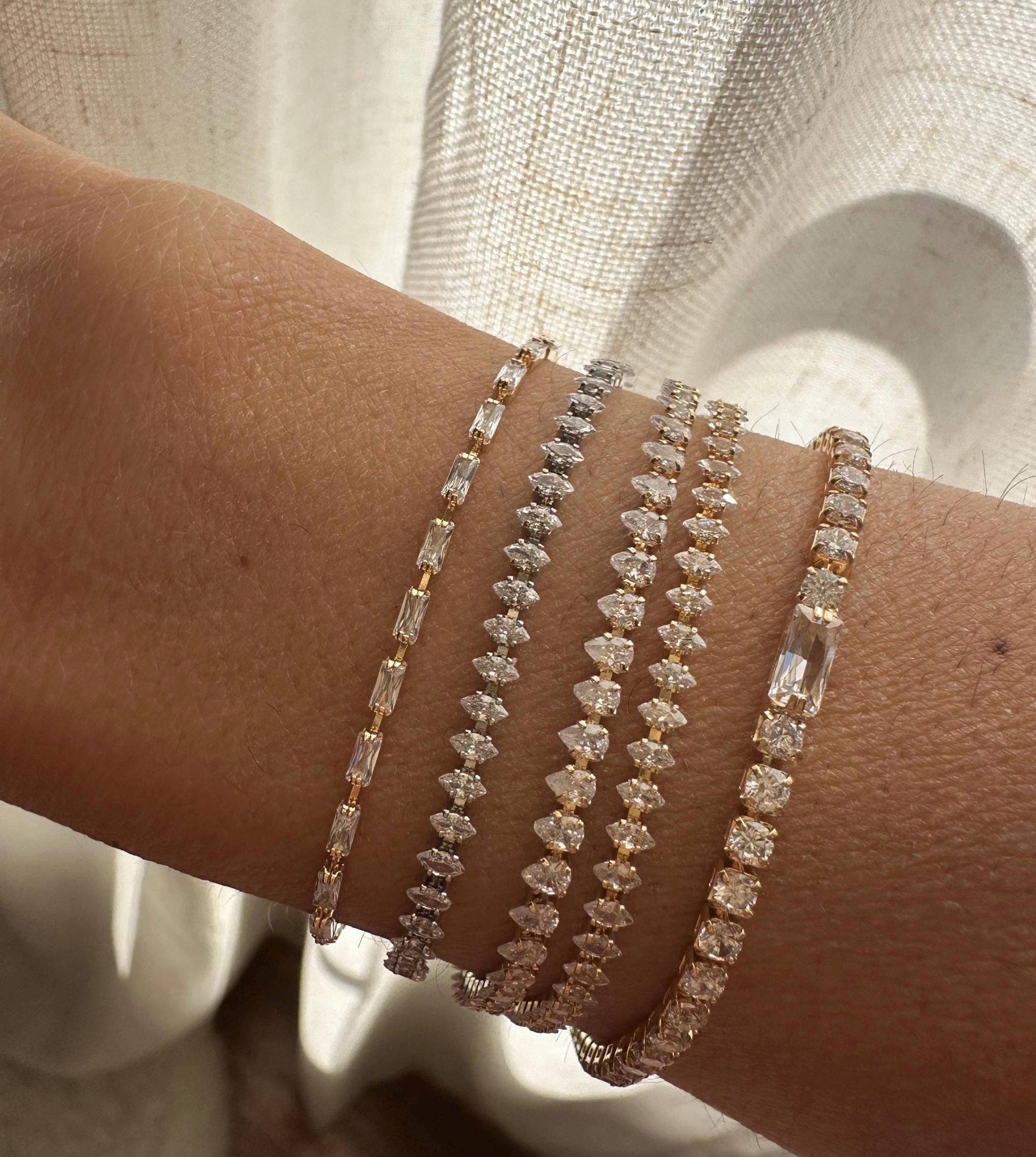 18k Gold Filled Clear CZ Marquise Bracelet