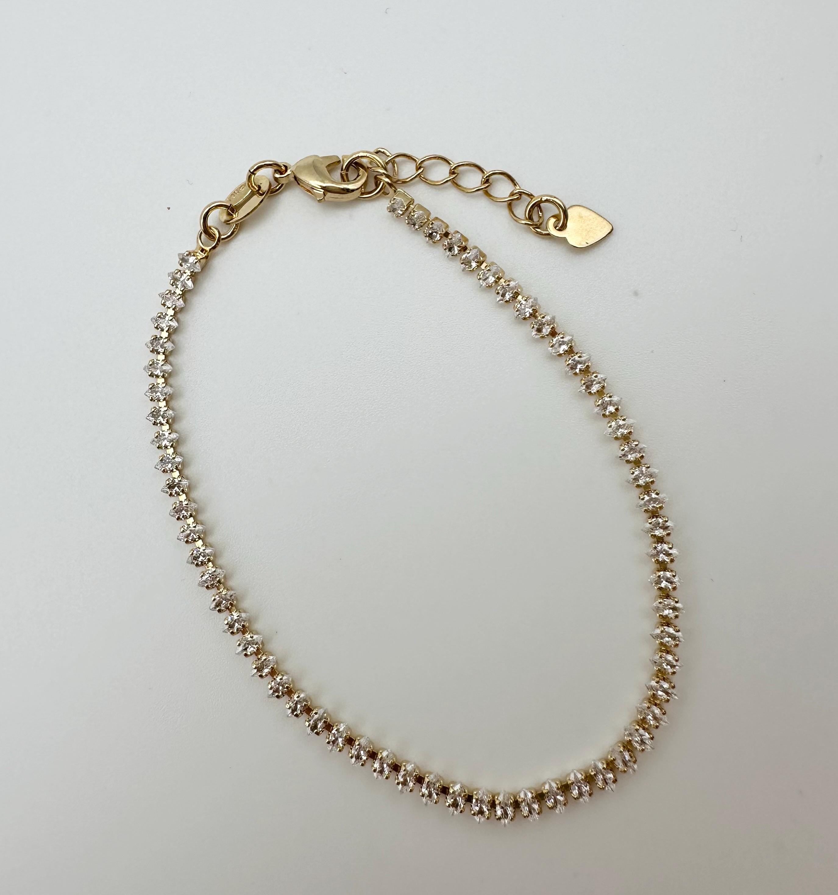 18k Gold Filled Clear CZ Marquise Bracelet