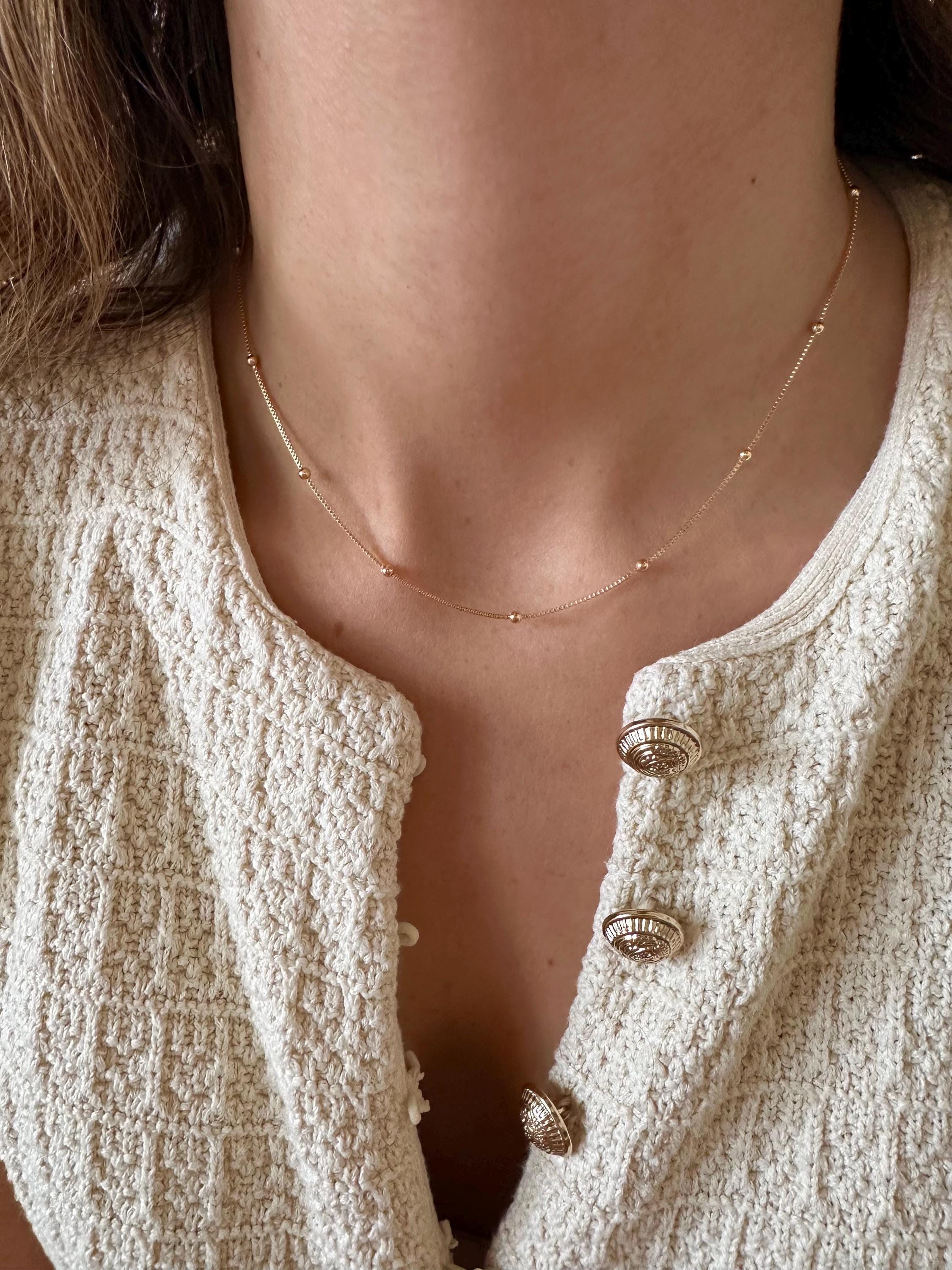 Gold Dainty Box Chain Necklace: Layering Necklace