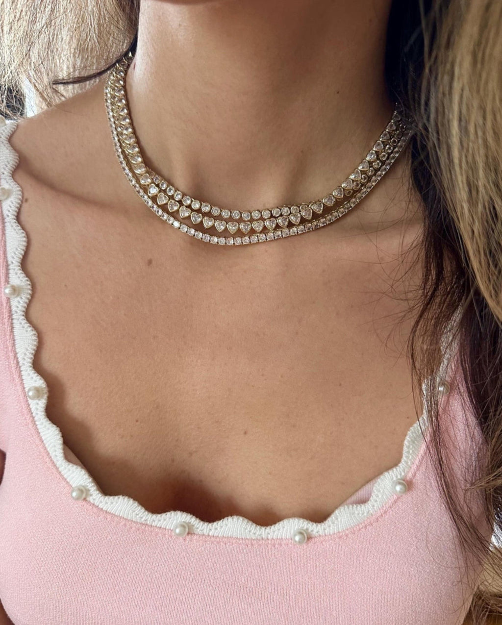 Round CZ Tennis Choker Necklace