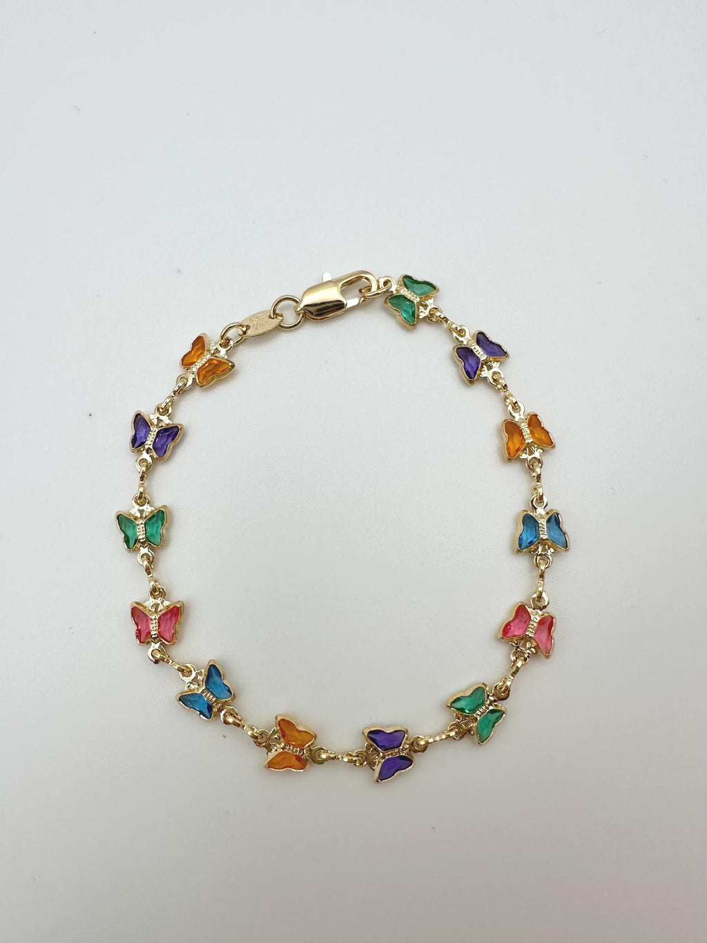 18k gold filled Rainbow Butterfly Charm Bracelet, Dainty Bracelet