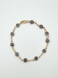 Black Evil Eye Bracelet: 18k Gold Filled