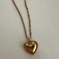 Gold Heart Twisted Chain Necklace, Valentines Gift, Statement Jewelry