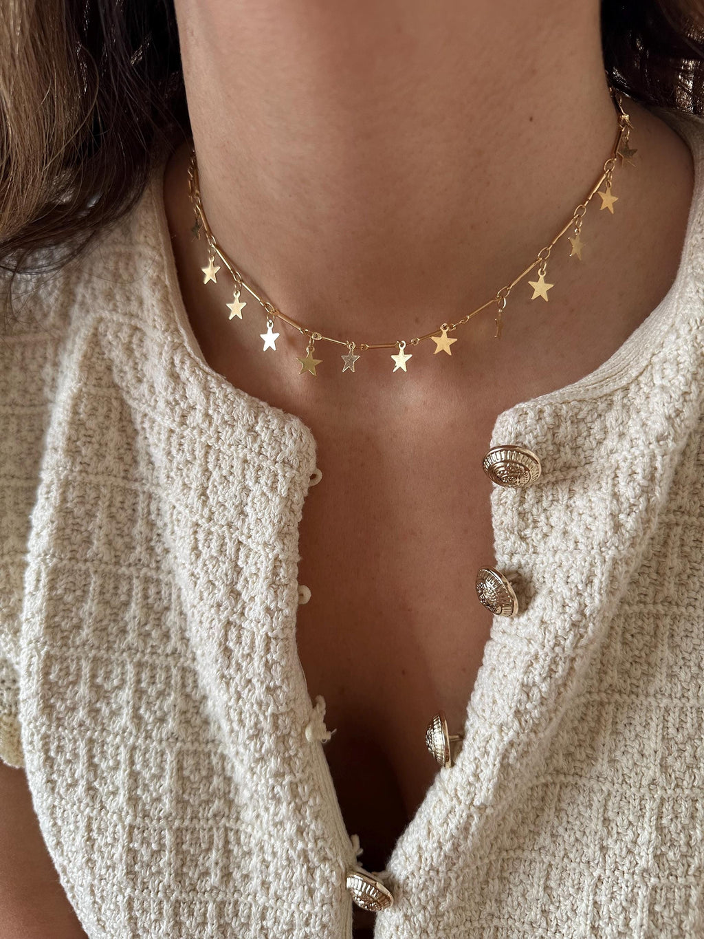 18k Gold Filled Star Charm Necklace, Dainty Layering Jewelry
