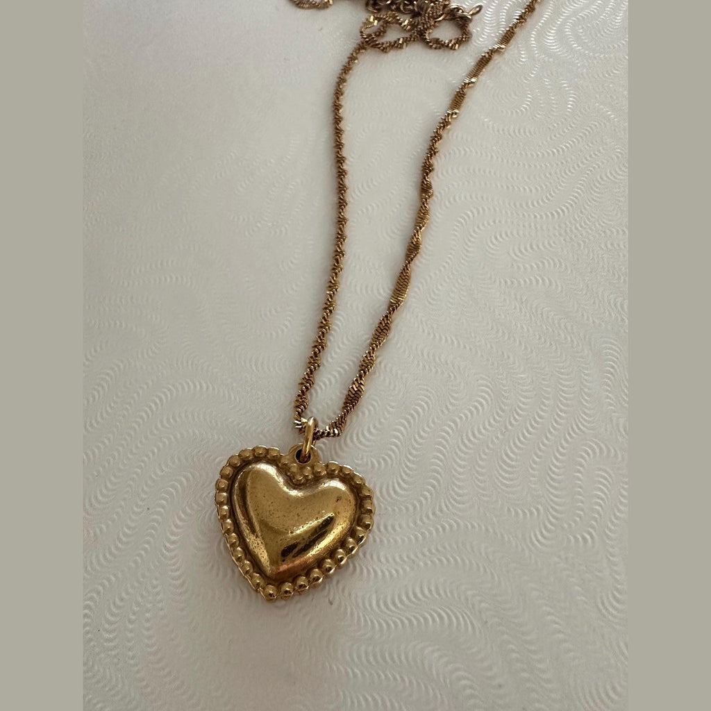 Gold Heart Twisted Chain Necklace, Valentines Gift, Statement Jewelry