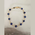Blue Evil Eye Bracelet: 18k Gold Filled Chain, Layering Jewelry