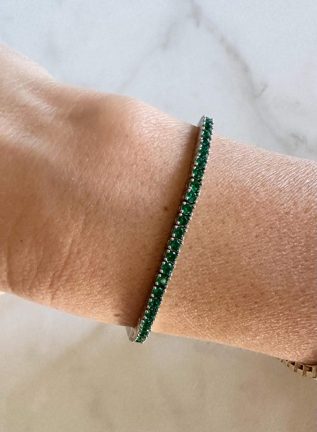 18k Gold Filled Emerald Green CZ Tennis Bracelet
