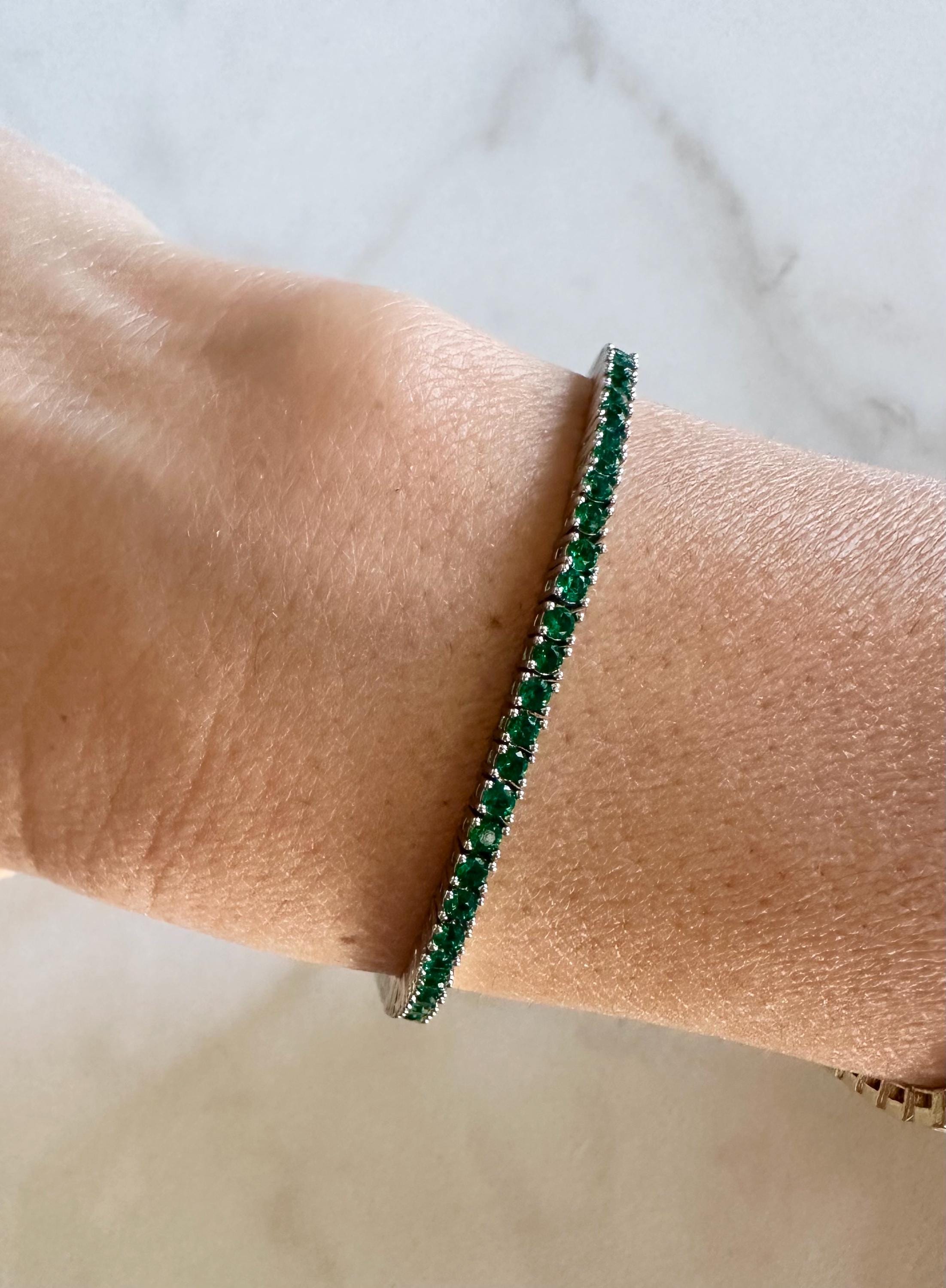18k Gold Filled Emerald Green CZ Tennis Bracelet