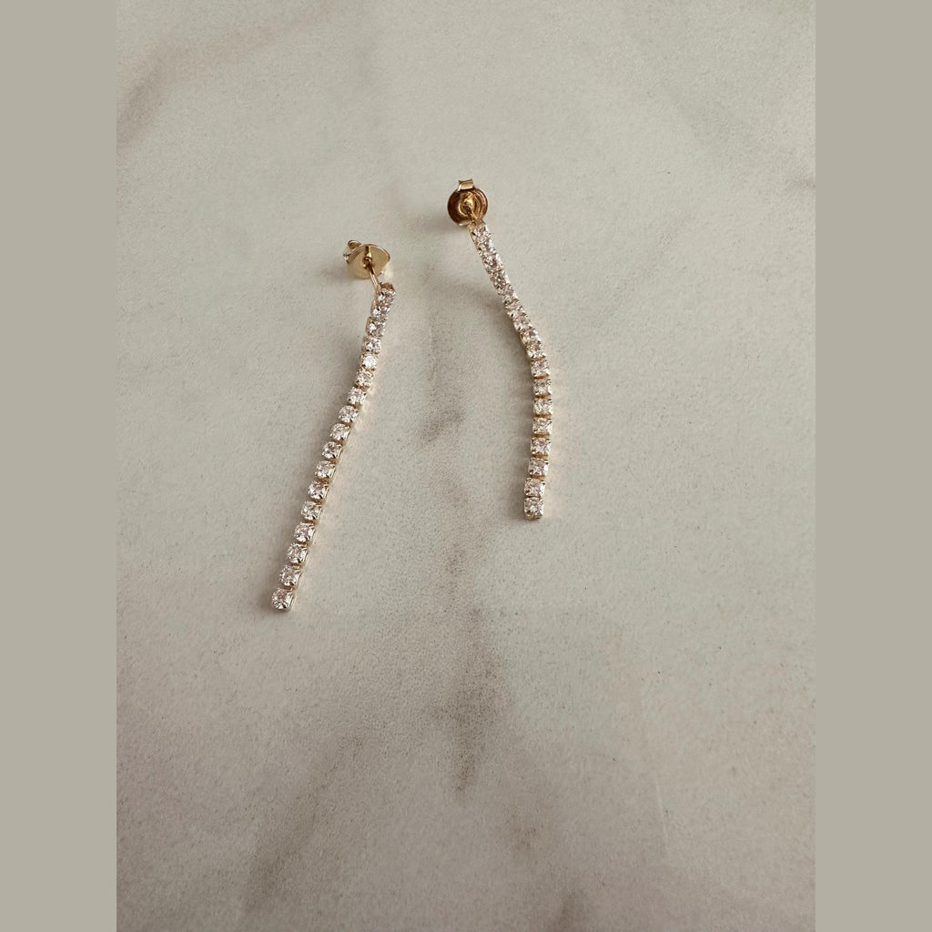 18k Gold Filled CZ Drop Earrings: Clear Statement Dangle Earrings