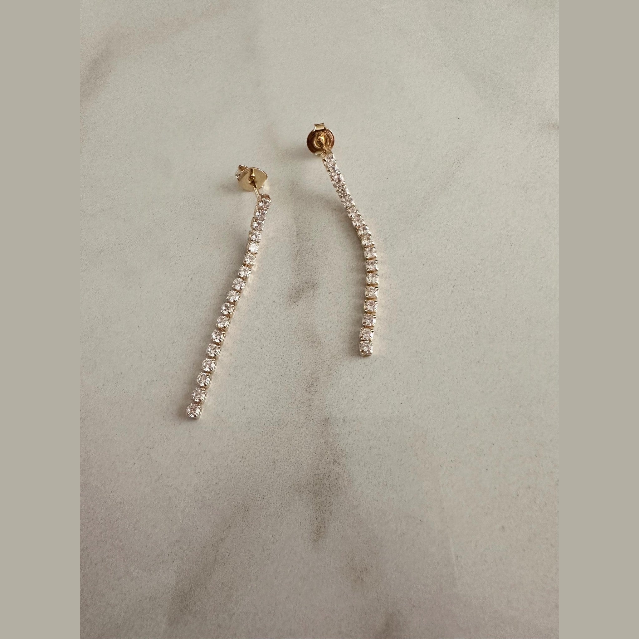 18k Gold Filled CZ Drop Earrings: Clear Statement Dangle Earrings