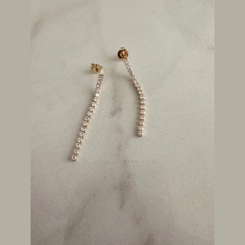 18k Gold Filled CZ Drop Earrings: Clear Statement Dangle Earrings