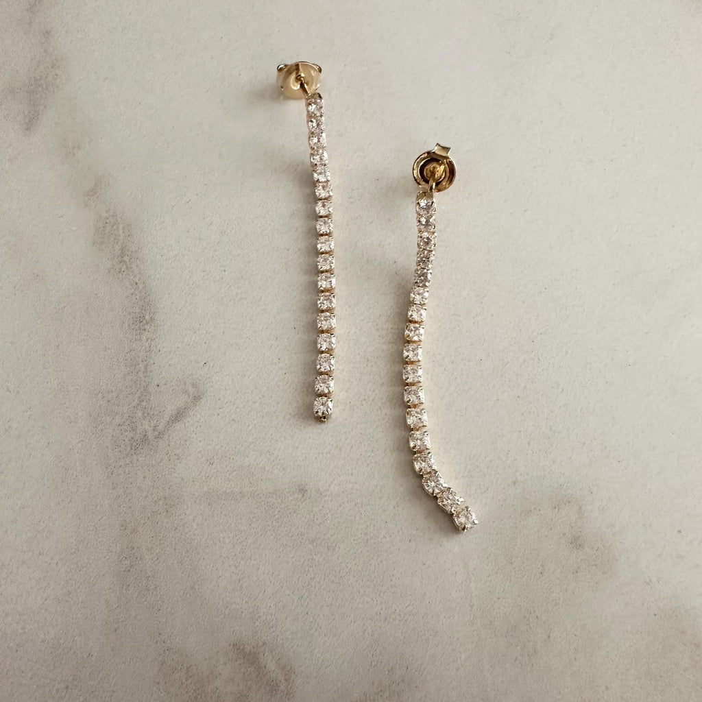 18k Gold Filled CZ Drop Earrings: Clear Statement Dangle Earrings