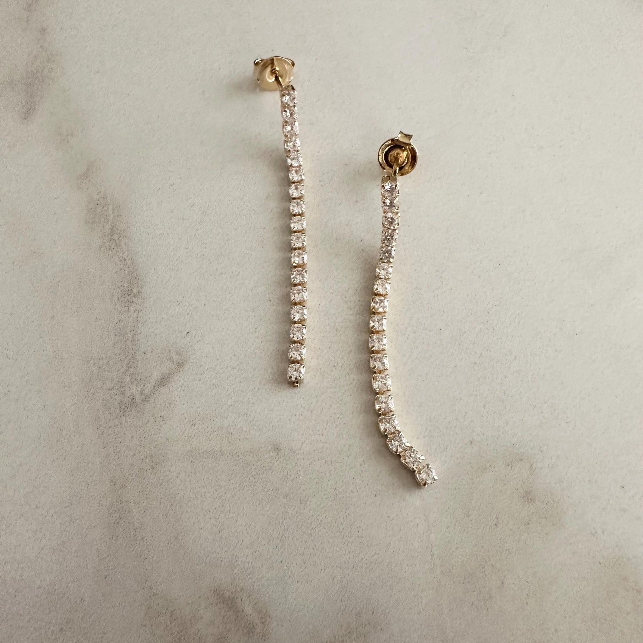 18k Gold Filled CZ Drop Earrings: Clear Statement Dangle Earrings
